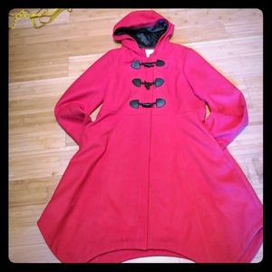 Long red dress coat